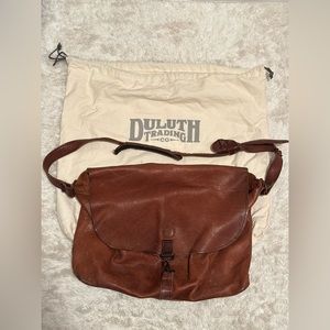 Duluth Trading Co. large messenger leather bag